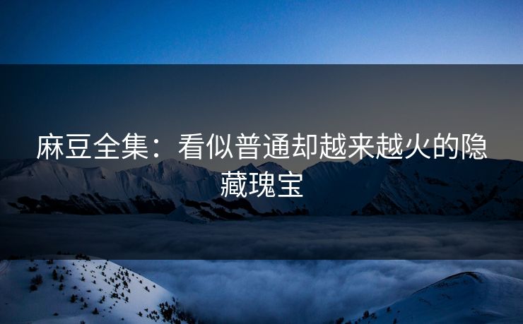 麻豆全集：看似普通却越来越火的隐藏瑰宝