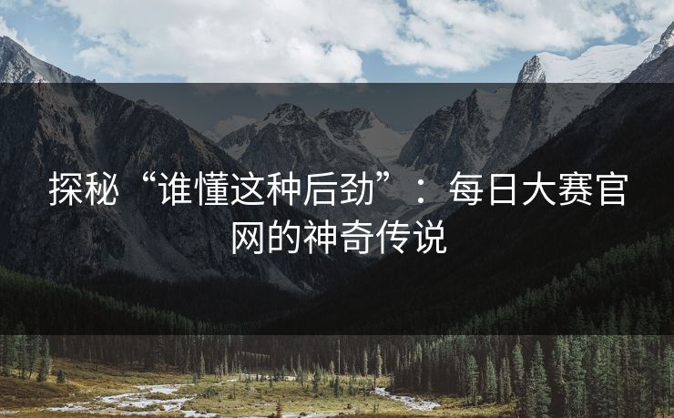 探秘“谁懂这种后劲”：每日大赛官网的神奇传说