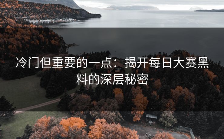 冷门但重要的一点：揭开每日大赛黑料的深层秘密